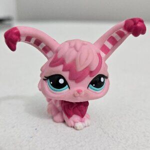 Littlest Pet Shop LPS Authentic # 2132 Pink Striped Angora Bunny Rabbit 2007